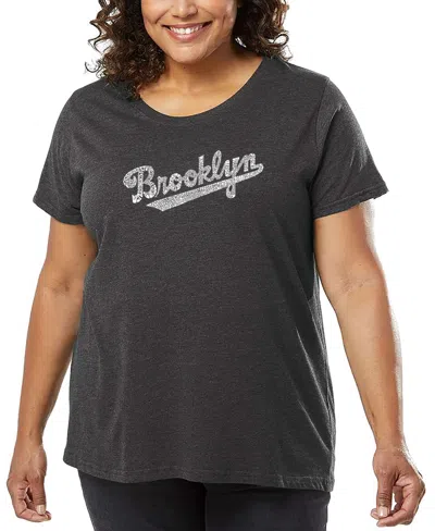 La Pop Art Plus Size Brooklyn Neighborhoods Word Art T-shirt In Black