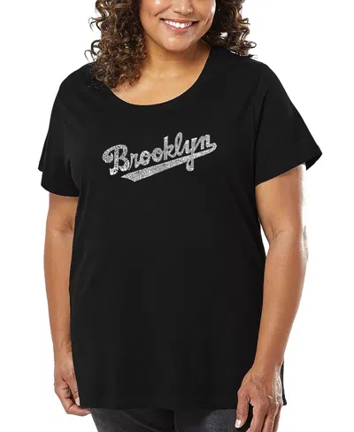 La Pop Art Plus Size Brooklyn Neighborhoods Word Art T-shirt In Black
