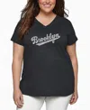 La Pop Art Plus Size Brooklyn Neighborhoods Word Art V-neck T-shirt In Gray
