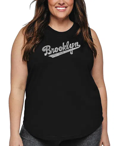La Pop Art Plus Size Brooklyn Word Art Tank Top In Black