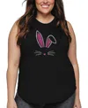 La Pop Art Plus Size Bunny Ears Word Art Tank Top In Black