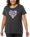 La Pop Art Plus Size Butterfly Heart Art T-shirt In Gray
