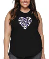 La Pop Art Plus Size Butterfly Heart Word Art Tank Top In Black