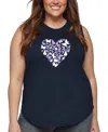 La Pop Art Plus Size Butterfly Heart Word Art Tank Top In Blue