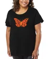 La Pop Art Plus Size Butterfly Word Art T-shirt In Black