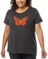 La Pop Art Plus Size Butterfly Word Art T-shirt In Gray