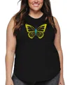 La Pop Art Plus Size Butterfly Word Art Tank Top In Black