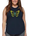 La Pop Art Plus Size Butterfly Word Art Tank Top In Blue