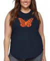 La Pop Art Plus Size Butterfly Word Art Tank Top In Blue