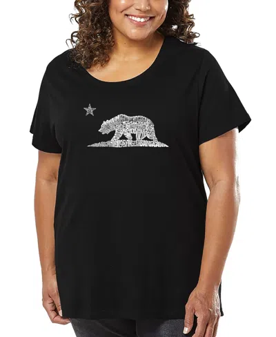 La Pop Art Plus Size California Bear Word Art T-shirt In Black