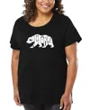 La Pop Art Plus Size California Bear Word Art T-shirt In Black