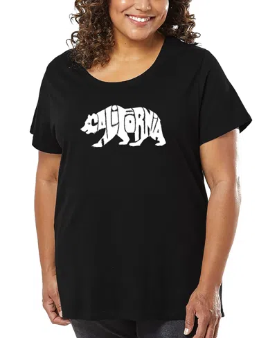 La Pop Art Plus Size California Bear Word Art T-shirt In Black