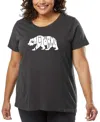 La Pop Art Plus Size California Bear Word Art T-shirt In Gray