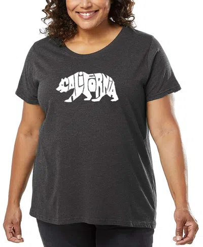 La Pop Art Plus Size California Bear Word Art T-shirt In Gray