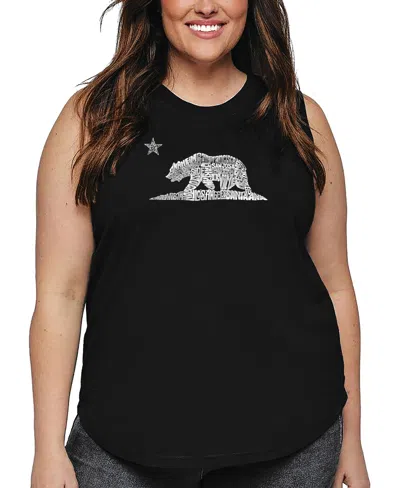 La Pop Art Plus Size California Bear Word Art Tank Top In Black