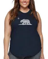 La Pop Art Plus Size California Bear Word Art Tank Top In Blue