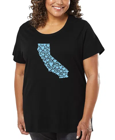 La Pop Art Plus Size California Hearts Art T-shirt In Black