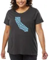 La Pop Art Plus Size California Hearts Art T-shirt In Gray