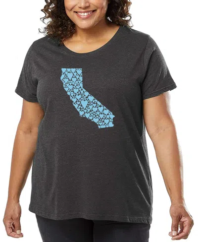 La Pop Art Plus Size California Hearts Art T-shirt In Gray