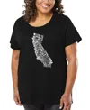 La Pop Art Plus Size California State Word Art T-shirt In Black