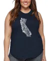 La Pop Art Plus Size California State Word Art Tank Top In Blue