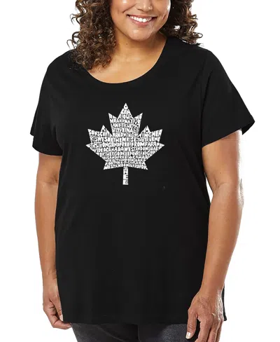 La Pop Art Plus Size Canadian National Anthem Word Art T-shirt In Black