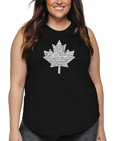 La Pop Art Plus Size Canadian National Anthem Word Art Tank Top In Black