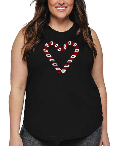 LA POP ART PLUS SIZE CANDY CANES WORD ART TANK TOP