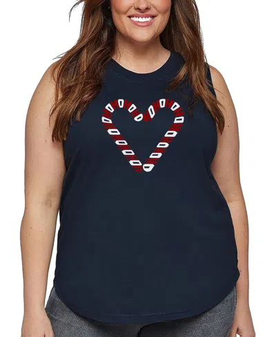 LA POP ART PLUS SIZE CANDY CANES WORD ART TANK TOP