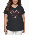 La Pop Art Plus Size Candy Canes Word Art V-neck T-shirt In Black