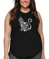 La Pop Art Plus Size Cat Claws Word Art Tank Top In Black