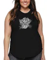 La Pop Art Plus Size Cat Face Word Art Tank Top In Black