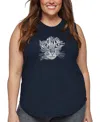 La Pop Art Plus Size Cat Face Word Art Tank Top In Blue