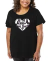 La Pop Art Plus Size Cat Heart Art T-shirt In Black