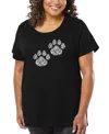 La Pop Art Plus Size Meow Cat Prints Word Art T-shirt In Black