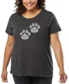 La Pop Art Plus Size Meow Cat Prints Word Art T-shirt In Gray