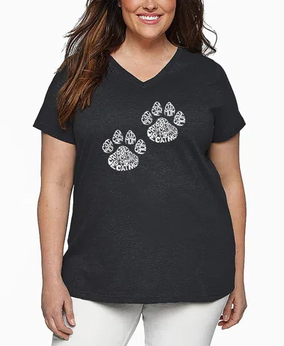 LA POP ART PLUS SIZE CAT MOM WORD ART V-NECK T-SHIRT