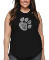 La Pop Art Plus Size Cat Paw Word Art Tank Top In Black