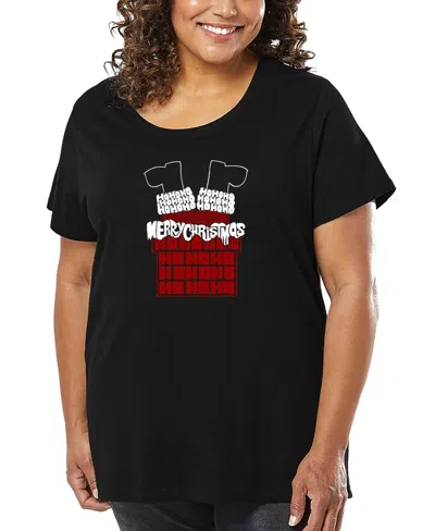 LA POP ART PLUS SIZE CHIMNEY SANTA WORD ART T-SHIRT