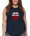 La Pop Art Plus Size Chimney Santa Word Art Tank Top In Blue