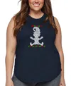 La Pop Art Plus Size Christmas Elf Word Art Tank Top In Blue