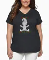 La Pop Art Plus Size Christmas Elf Word Art V-neck T-shirt In Gray