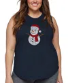 La Pop Art Plus Size Christmas Snowman Word Art Tank Top In Blue