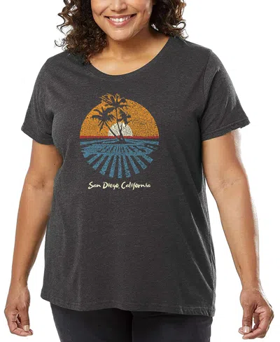 La Pop Art Plus Size Cities In San Diego Word Art T-shirt In Gray
