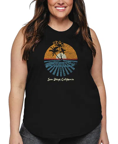 La Pop Art Plus Size Cities In San Diego Word Art Tank Top In Black