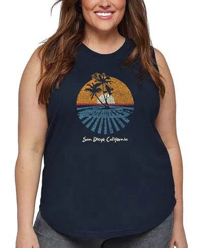 La Pop Art Plus Size Cities In San Diego Word Art Tank Top In Blue