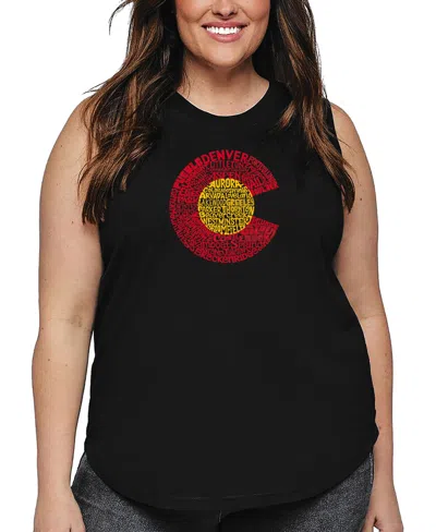 La Pop Art Plus Size Colorado Word Art Tank Top In Black
