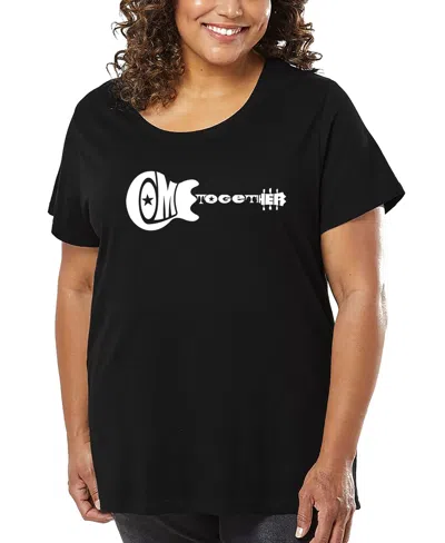 La Pop Art Plus Size Come Together Word Art T-shirt In Black