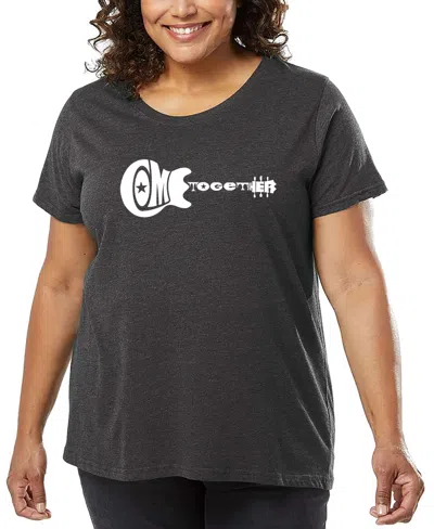 La Pop Art Plus Size Come Together Word Art T-shirt In Gray