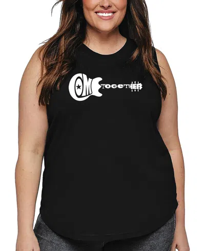 La Pop Art Plus Size Come Together Word Art Tank Top In Black